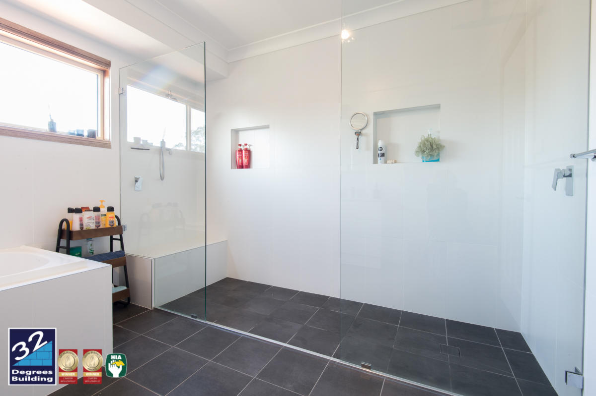 Double shower with nib wall in Second storey addition, Harrington Park