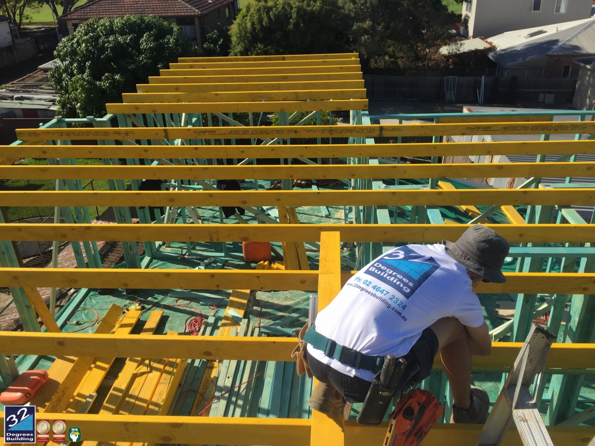 Ceiling joists complete , starting roof frame (2)