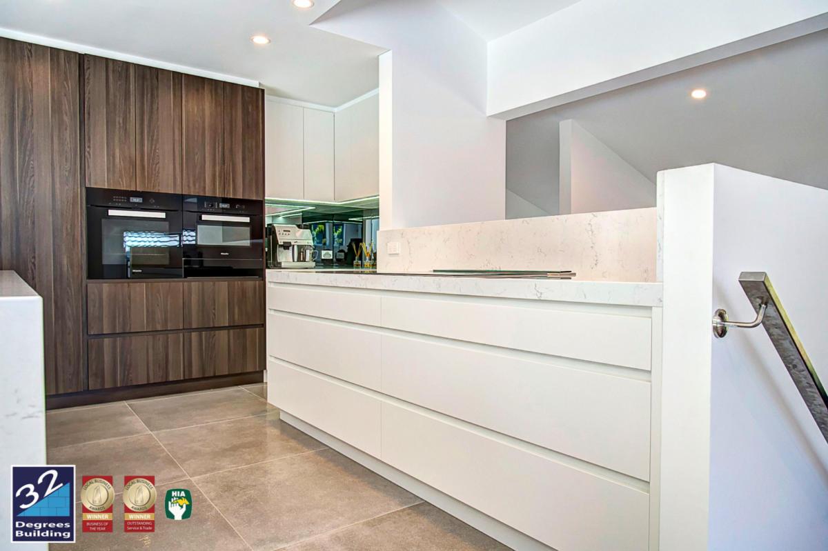 80mm stone benchtopLarge scale kitchen renovation Bangor