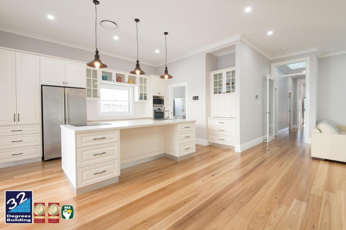 Large scale Hamptons style kitchen renovation in Bulli