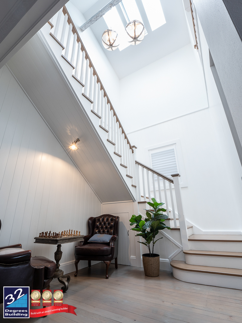 Hamptons second storey addition in Coogee. Internal staircase