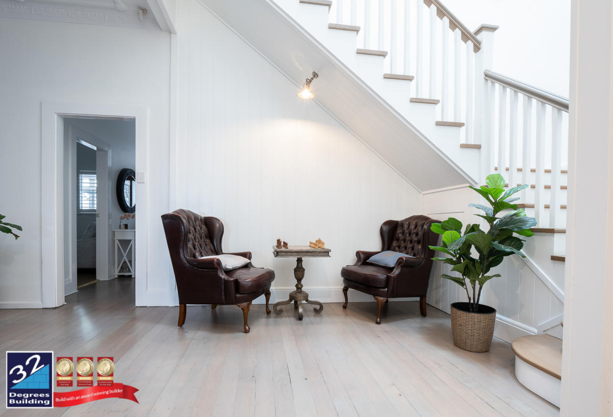 Hamptons second storey addition in Coogee. Internal staircase