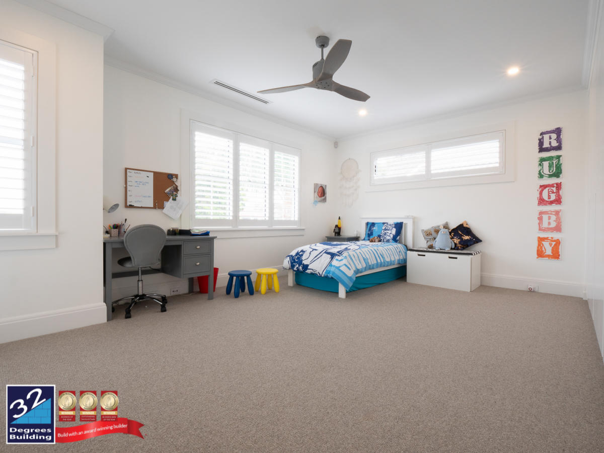 Kids bedroom at  Hamptons second storey addition in Coogee. 