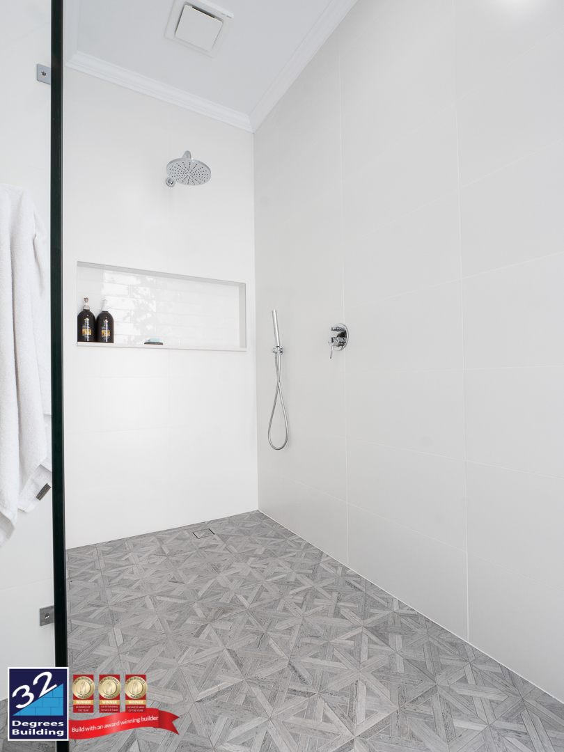 Bathroom at  Hamptons second storey addition in Coogee. 